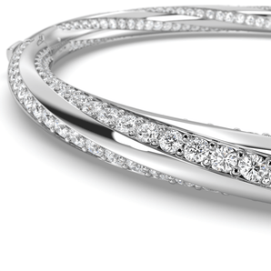 Twisted Diamond Bangle Bracelet - Komo Diamonds #color_white-gold