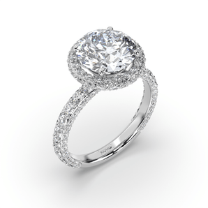 Refined Double Halo Diamond Ring - Komo Diamonds #color_white-gold