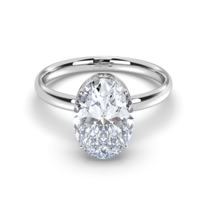 Comfort Side Halo Oval Diamond Ring - Komo Diamonds #color_white-gold