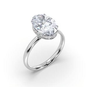 Comfort Side Halo Oval Diamond Ring - Komo Diamonds #color_white-gold