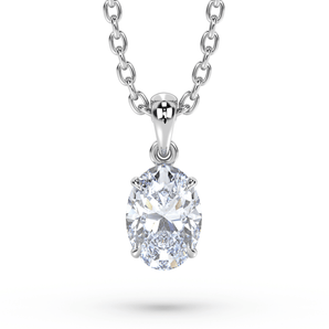 Oval Diamond Sharp Pendant - Komo Diamonds #color_white-gold