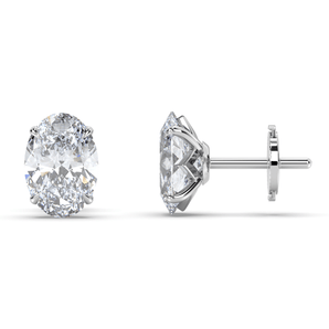 Sharp Oval Diamond Studs - Komo Diamonds #color_white-gold