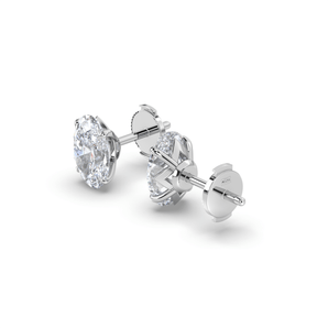 Sharp Oval Diamond Studs - Komo Diamonds #color_white-gold