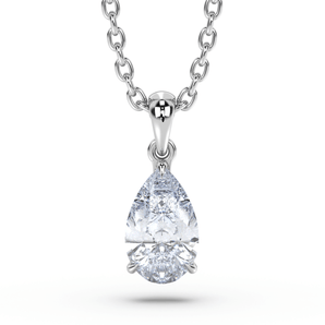 Pear Diamond Hidden Halo Pendant - Komo Diamonds #color_white-gold