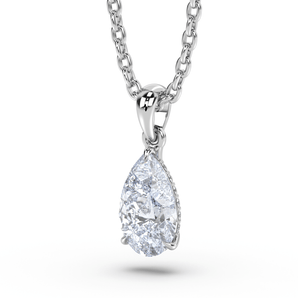 Pear Diamond Hidden Halo Pendant - Komo Diamonds #color_white-gold