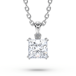 Princess Diamond Double Claw Pendant - Komo Diamonds #color_white-gold