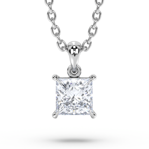 Princess Diamond Hidden Halo Pendant - Komo Diamonds #color_white-gold