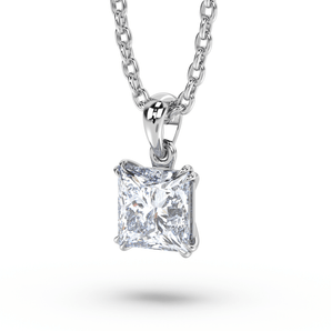 Princess Diamond Double Claw Pendant - Komo Diamonds #color_white-gold