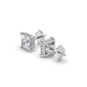 Hidden Halo Princess Diamond Studs - Komo Diamonds #color_white-gold