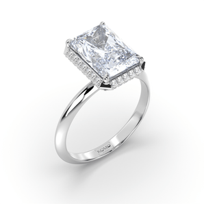 Knife Double Halo Radiant Diamond Ring - Komo Diamonds #color_white-gold