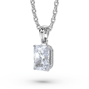 Radiant Diamond Side Halo Pendant - Komo Diamonds #color_white-gold