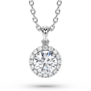 Round Diamond Flower Pendant - Komo Diamonds #color_white-gold