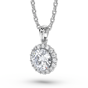 Round Diamond Flower Pendant - Komo Diamonds #color_white-gold