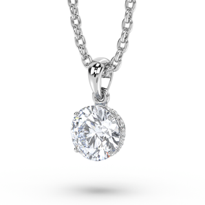 Round Diamond Side Halo Pendant - Komo Diamonds #color_white-gold