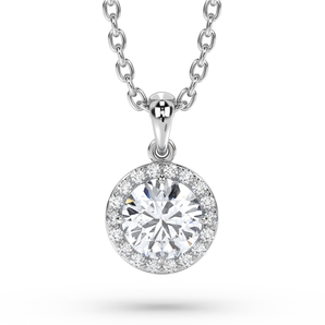 Round Diamond Halo Pendant - Komo Diamonds #color_white-gold