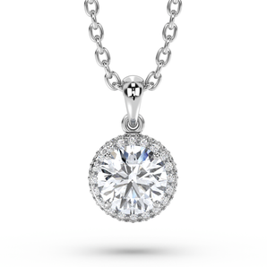 Round Diamond Double Halo Pendant - Komo Diamonds #color_white-gold