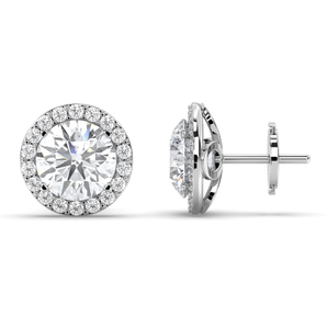 Halo Round Diamond Studs - Komo Diamonds #color_white-gold