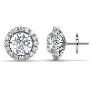 Flower Round Diamond Studs - Komo Diamonds #color_white-gold