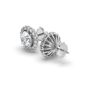 Flower Round Diamond Studs - Komo Diamonds #color_white-gold