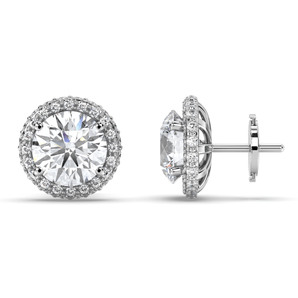 Double Halo Round Diamond Studs - Komo Diamonds #color_white-gold