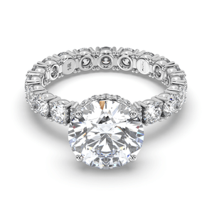 Royal Side Halo Round Diamond Ring - Komo Diamonds #color_white-gold