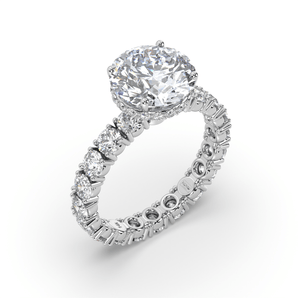 Royal Side Halo Round Diamond Ring - Komo Diamonds #color_white-gold